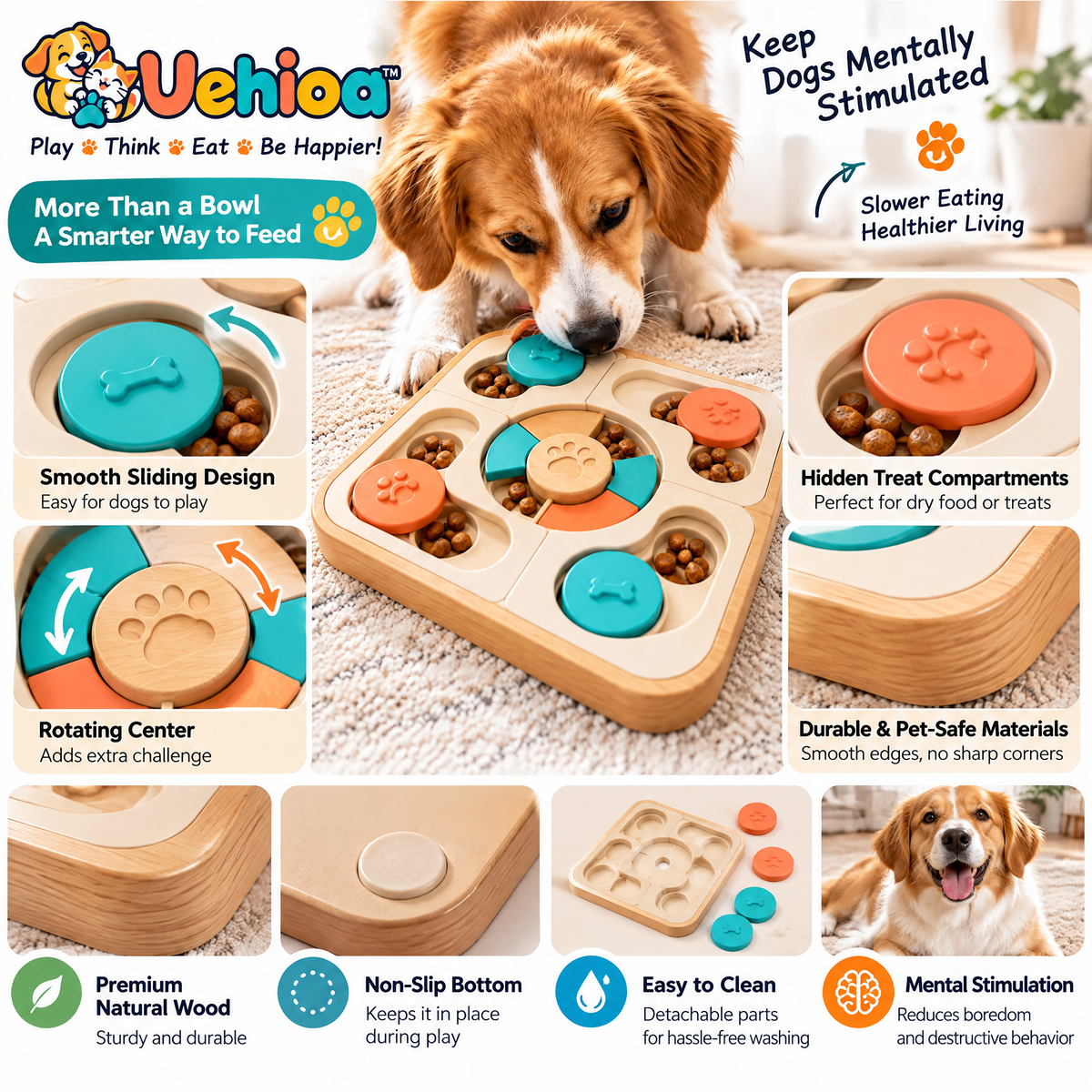 Uehioa™ Interactive Treat Puzzle Board product details