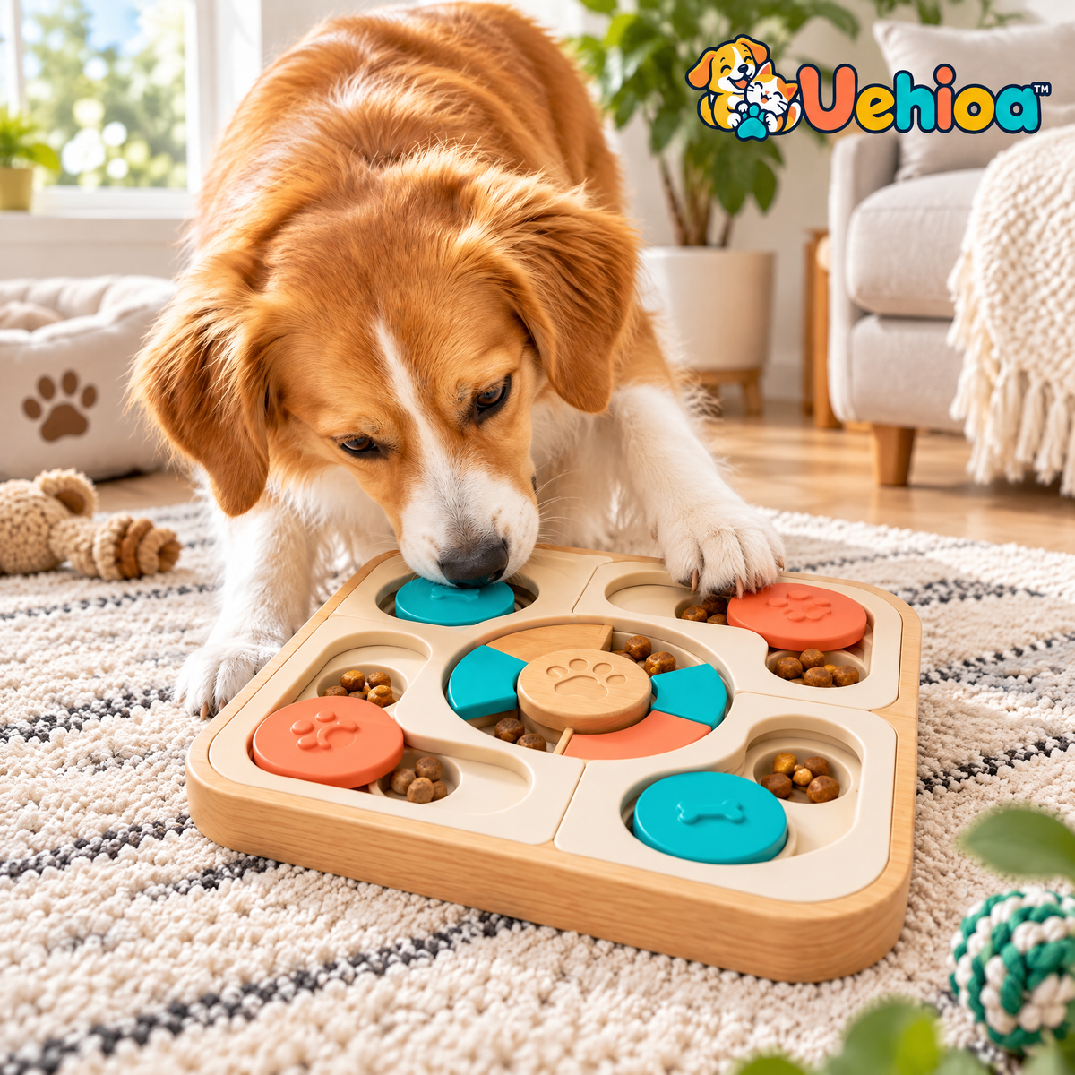 Uehioa™ Interactive Treat Puzzle Board lifestyle view
