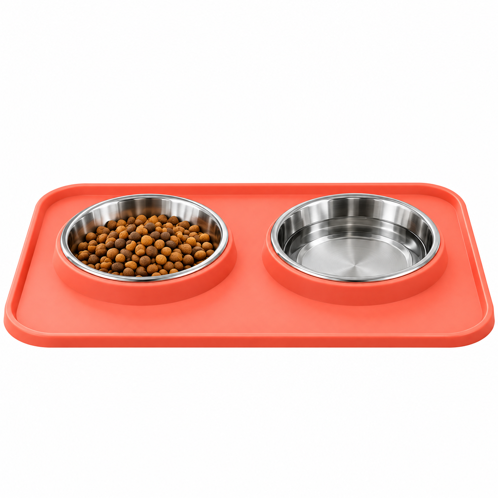 Uehioa™ Double-Bowl Silicone Feeding Mat full product view