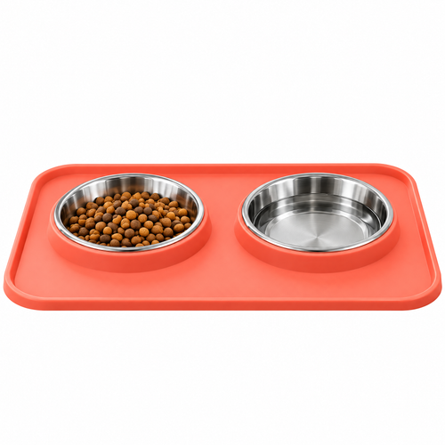 Uehioa™ Double-Bowl Silicone Feeding Mat full product view