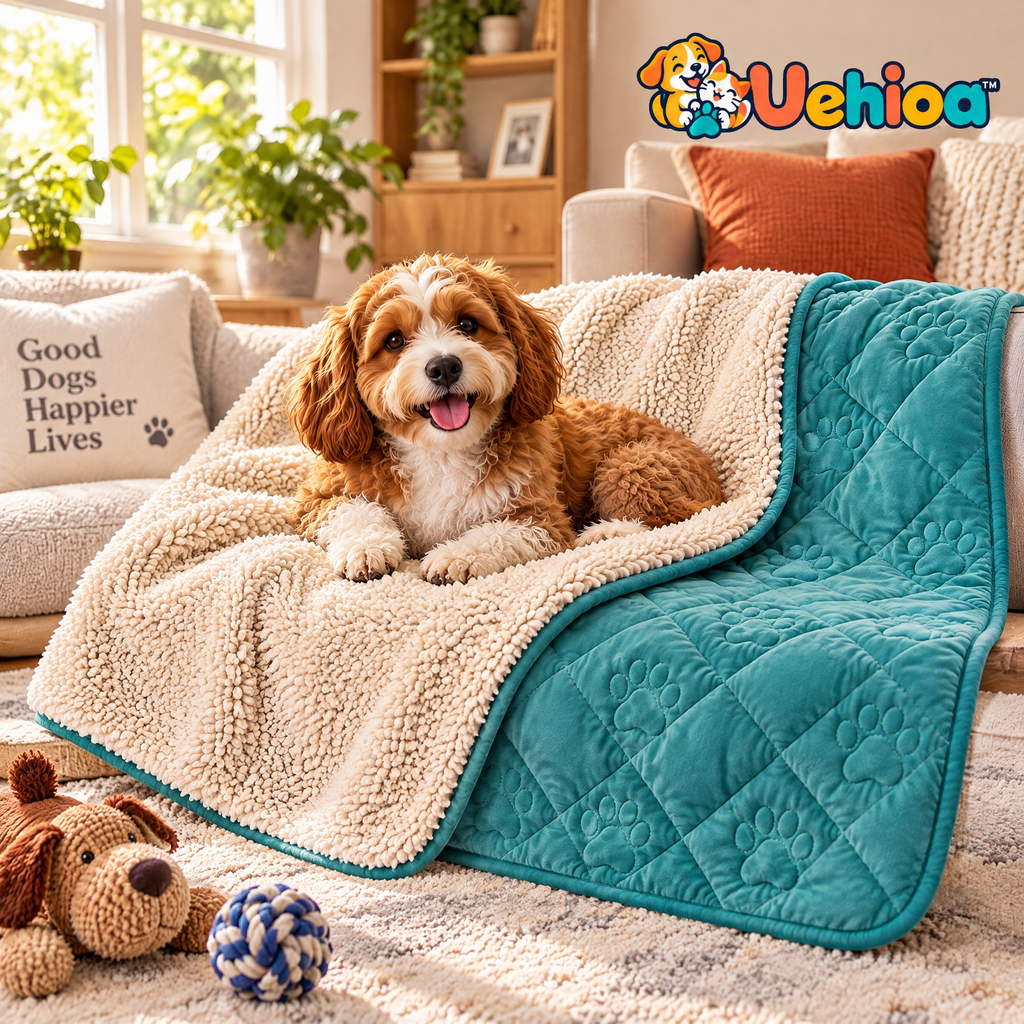 Uehioa™ Reversible Sherpa Pet Blanket lifestyle view