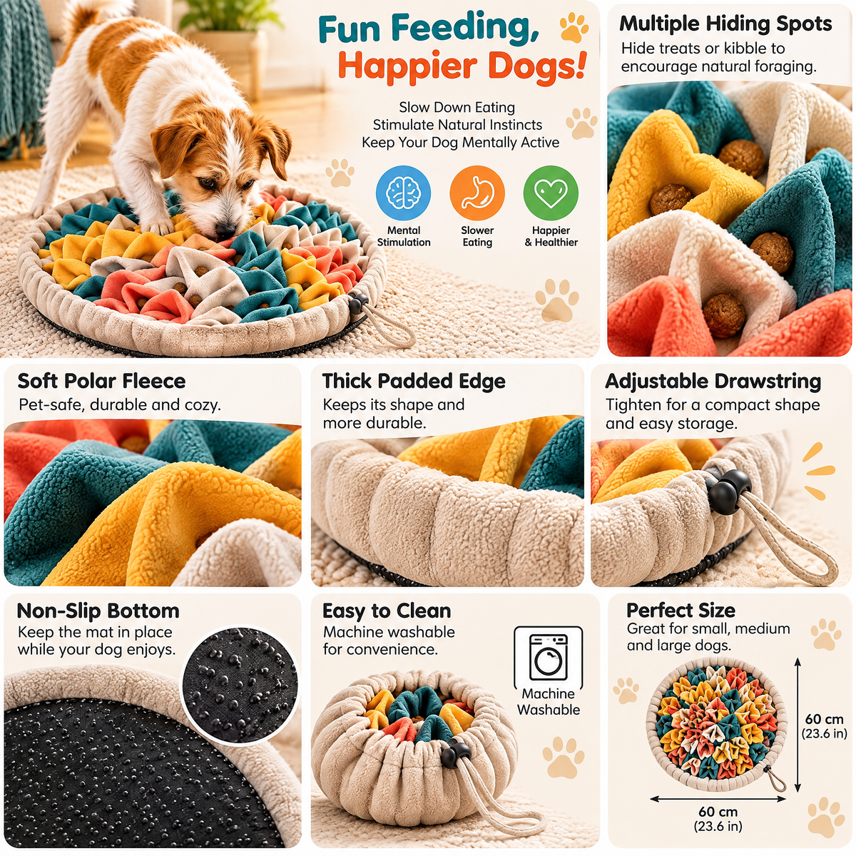 Uehioa™ Round Snuffle Mat for Dogs product details