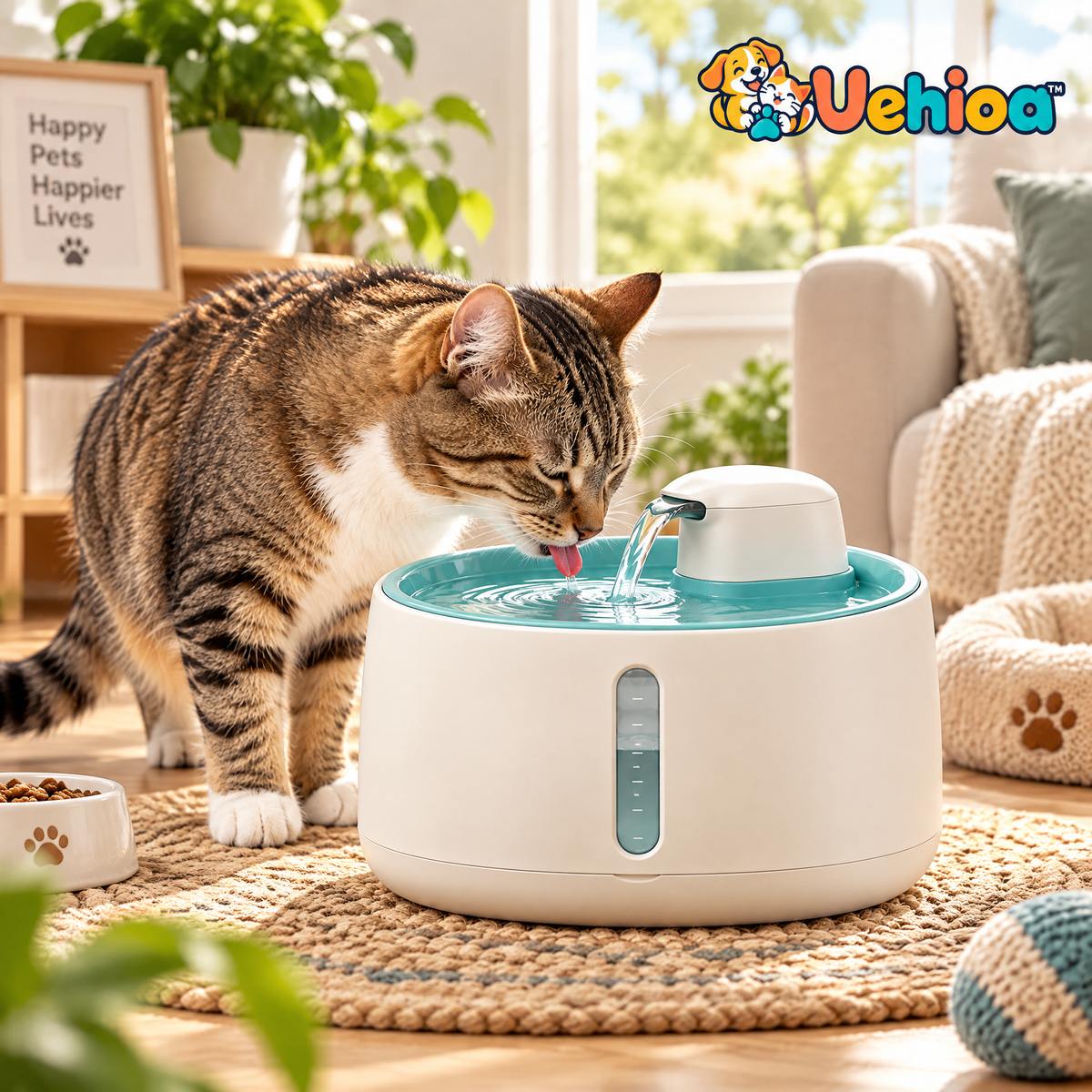 Uehioa™ Quiet-Flow Pet Water Fountain full product view