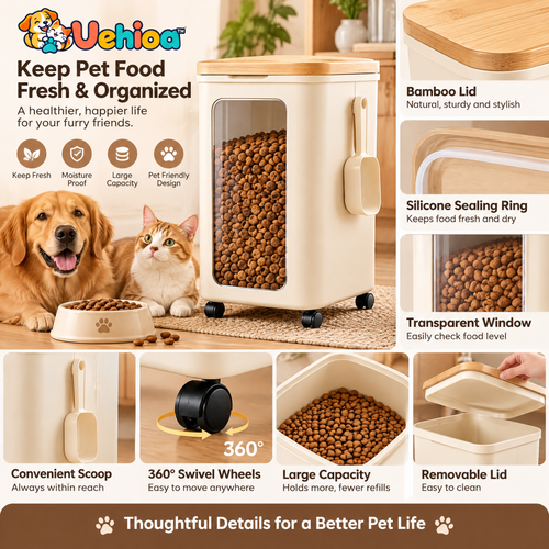 Uehioa™ Airtight Rolling Pet Food Storage Bin product details