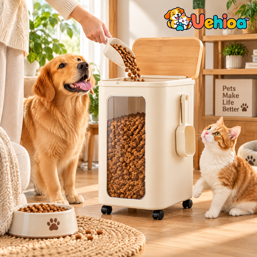 Uehioa™ Airtight Rolling Pet Food Storage Bin lifestyle view