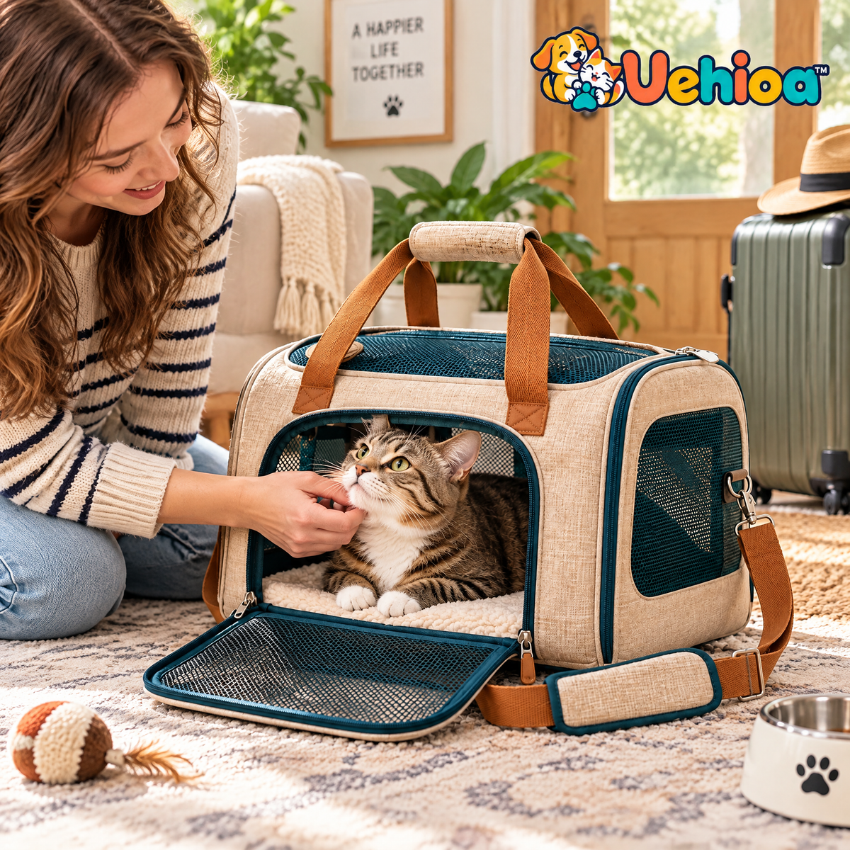 Uehioa™ Soft-Sided Pet Travel Carrier lifestyle view