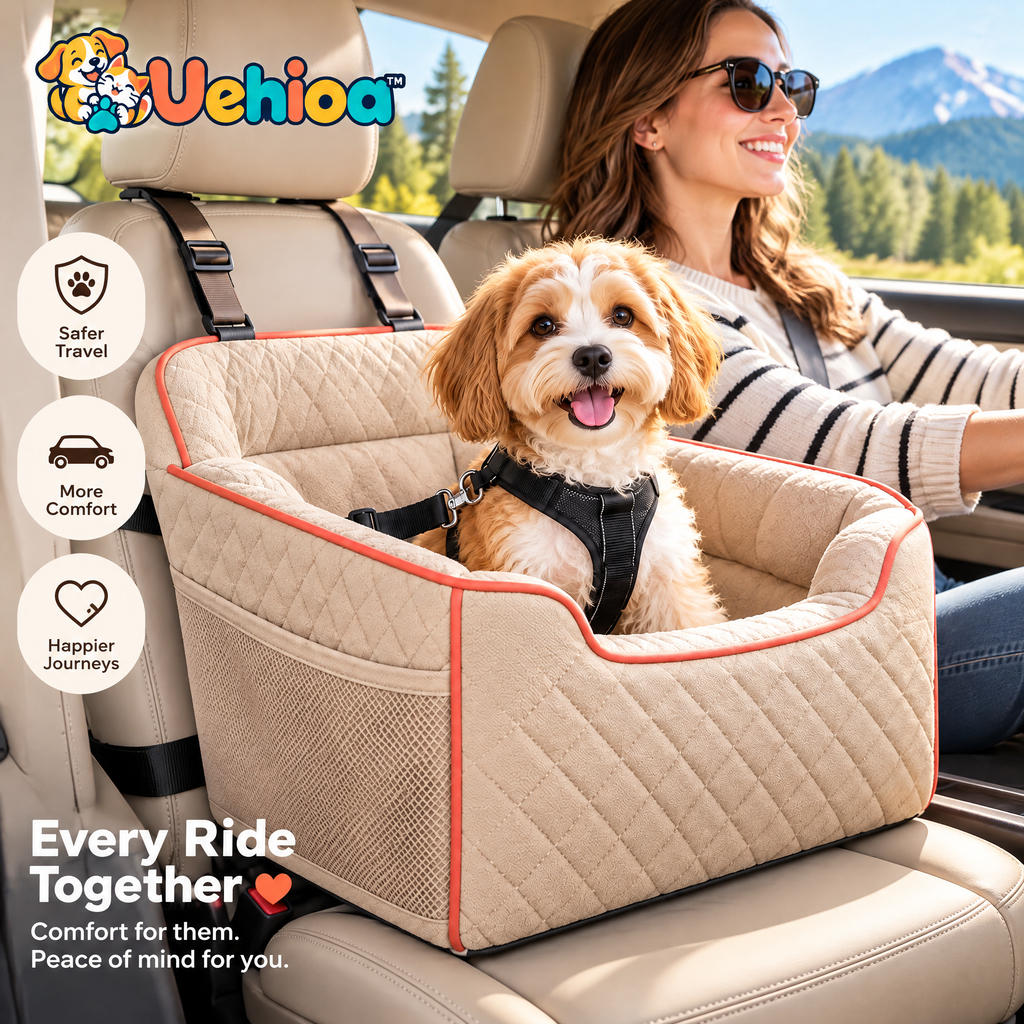 Uehioa™ Quilted Dog Car Booster Seat lifestyle view
