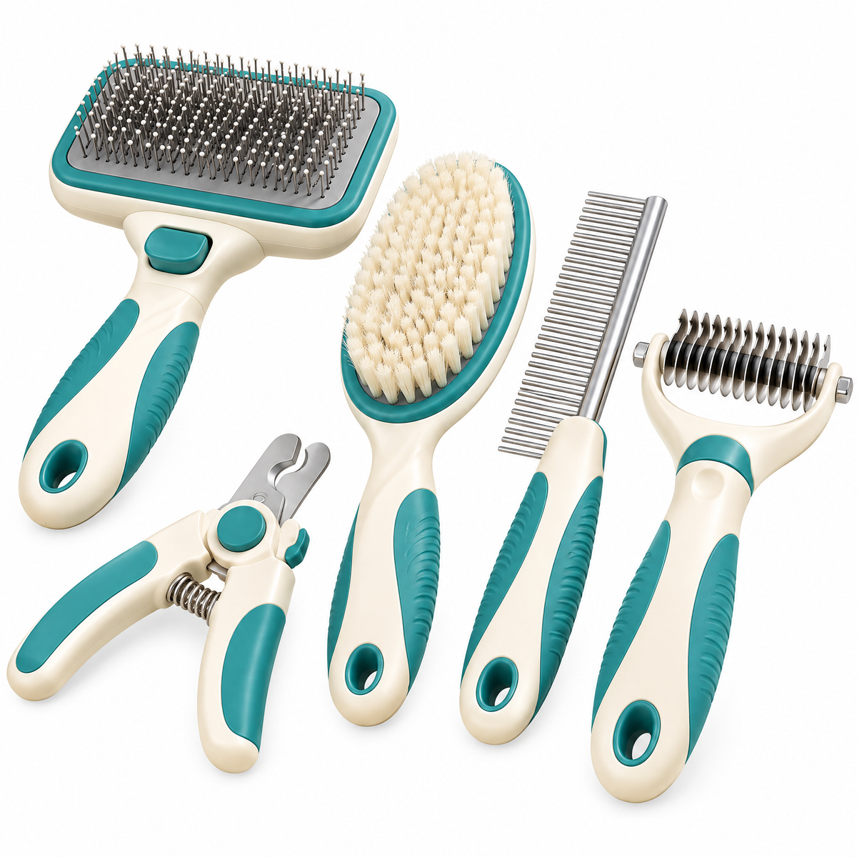 Uehioa™ 5-Piece Pet Grooming Tool Set full product view