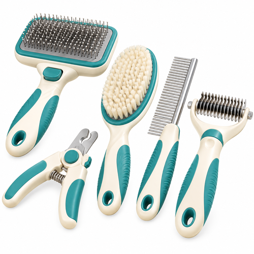 Uehioa™ 5-Piece Pet Grooming Tool Set full product view