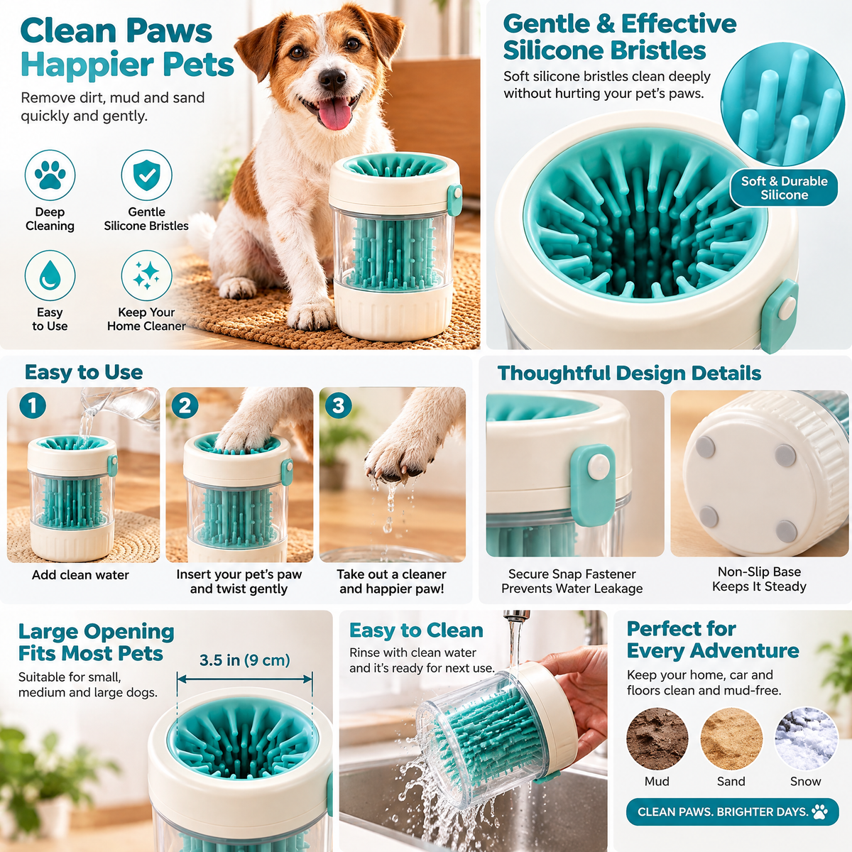 Uehioa™ Portable Silicone Dog Paw Washer product details