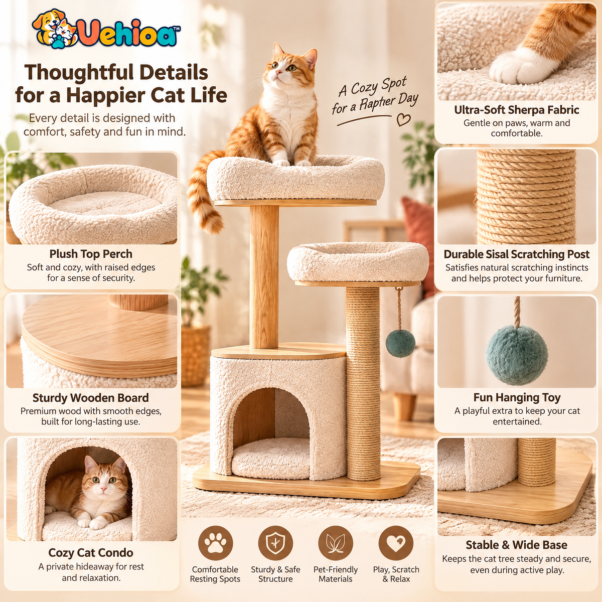 Uehioa™ Modern Multi-Level Cat Tree product details
