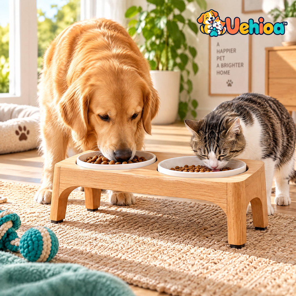 Uehioa™ Elevated Double Pet Bowl Stand lifestyle view